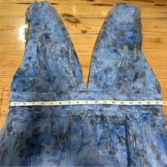Lulus Garden of Passion Blue Floral Print Organza Maxi Dress - Picture 6 of 8
